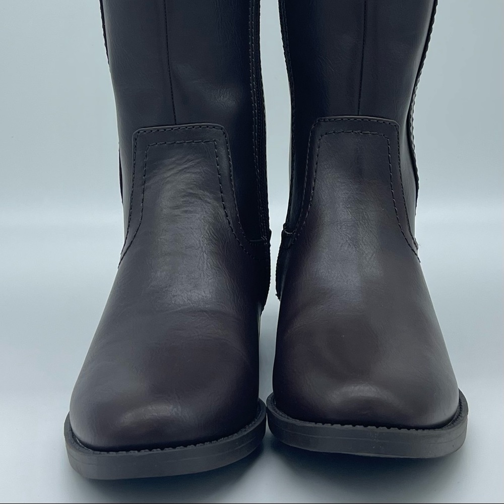 TOMMY HILFIGER Womens Brown Flex Gore Logo Imina Round Toe Riding Boot 6 M - Picture 1 of 10